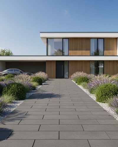Pflastersteine Einfahrt, Villa
